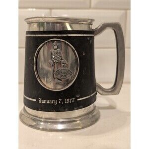 Superbowl Tankard Jan 7 1977 Pewter Removable Coozy Glass Bottom